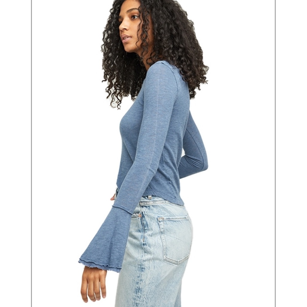 Free People Women's Cecelia T-Shirt - Indigo - - Picture 3 of 8